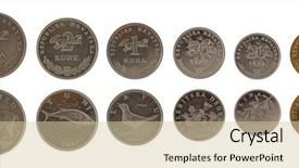  Presentation with white - Beautiful theme featuring nightingale - set of croatian kuna coins backdrop and a  colored foreground