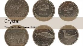  Presentation with set of sauces in white - Amazing PPT theme having nightingale - set of croatian kuna coins backdrop and a  colored foreground