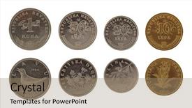  Presentation with white - Colorful slides enhanced with nightingale - set of croatian kuna coins backdrop and a  colored foreground