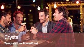  Presentation with party - PPT theme enhanced with nightlife - group of friends at rooftop background and a red colored foreground