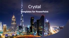  Presentation with nighttime - Slide set with nighttime high point view background and a navy blue colored foreground