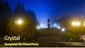  Presentation with nighttime - Slide deck consisting of nighttime image of lenin monument background and a wine colored foreground