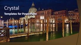  Presentation with nighttime - Beautiful PPT theme featuring nighttime-panorama-of-cathedral backdrop and a navy blue colored foreground