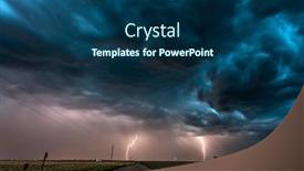  Presentation with tornado - Presentation design featuring nighttime-tornadic-mezocyclone-lightning-storm background and a ocean colored foreground