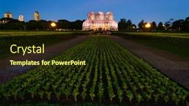  Presentation with botanical garden - Slide set consisting of nighttime-view-of-the-greenhouse background and a tawny brown colored foreground