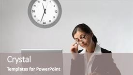  Presentation with secretary - PPT theme featuring nightwatch - secretary in the office late background and a gray colored foreground