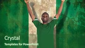  Presentation with football - PPT theme with nigieria - cheering football fan in green background and a forest green colored foreground