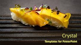  Presentation with mango - Amazing presentation design having nigiri-with-mango-and-edible backdrop and a wine colored foreground