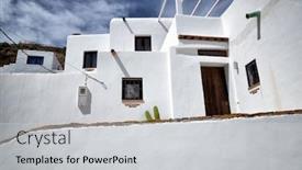  Presentation with destination - Colorful slide deck enhanced with nijar a lovely and white village in andalusia spain mediterranean destination near the natural park of cabo de gata backdrop and a light gray colored foreground