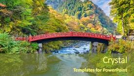  Presentation with japan - Slide deck featuring nikko japan at shinkyo bridge background and a tawny brown colored foreground