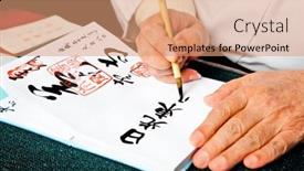  Presentation with calligraphy - Slide deck with nikko-japan-oct-15-2014 background and a coral colored foreground