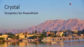  Presentation with nile egypt - Presentation theme featuring nile river - balloons above luxor egypt background and a light blue colored foreground