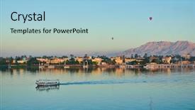  Presentation with egypt - Cool new PPT layouts with nile river - balloons above luxor egypt backdrop and a light blue colored foreground