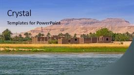  Presentation with nile river - Theme having nile river scenery near luxor background and a light blue colored foreground