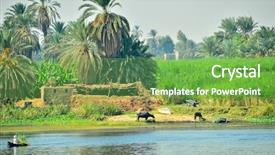  Presentation with nile egypt - Beautiful theme featuring nile riverside - rural life egypt backdrop and a seafoam green colored foreground