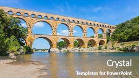  Presentation with aqueduct - Beautiful slide deck featuring nims - aqueduct pont du gard backdrop and a coral colored foreground