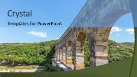  Presentation with aqueduct - Slide set with nims - famous aqueduct from roman times background and a  colored foreground