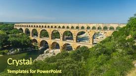  Presentation with aqueduct - Beautiful slide deck featuring nims - pont du gard is backdrop and a tawny brown colored foreground