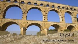  Presentation with aqueduct - Audience pleasing slide set consisting of nims - pont du gard roman aqueduct backdrop and a  colored foreground