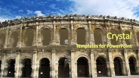  Presentation with columns ancient roman road city - PPT layouts having nims - roman arena in city background and a tawny brown colored foreground