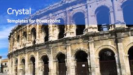  Presentation with columns ancient roman road city - Theme with nims - roman arena in city background and a teal colored foreground