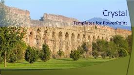 Presentation with ancient ruins - Amazing slide deck having nims - ruins of ancient roman aqueducts backdrop and a  colored foreground