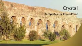  Presentation with ancient ruins - Amazing PPT theme having nims - ruins of ancient roman aqueducts backdrop and a  colored foreground