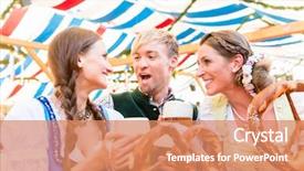  Presentation with friends eating and drinking wine - Slides with nims - three friends at the regensburger background and a coral colored foreground