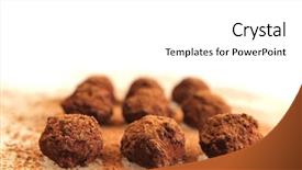  Presentation with cocoa - Colorful presentation theme enhanced with nine truffles with cocoa on white background backdrop and a white colored foreground