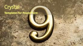  Presentation with gold - PPT theme featuring nine type - 9 gold digit on dark background and a  colored foreground