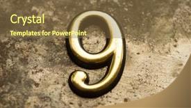  Presentation with gold - Slide set consisting of nine type - 9 gold digit on dark background and a  colored foreground