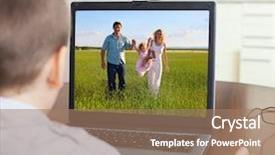  Presentation with child in a hindu home - Presentation theme having nine type - child playing a computer background and a coral colored foreground