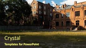  Presentation with brick - PPT theme having nineteenth-century-red-brick-architecture background and a tawny brown colored foreground