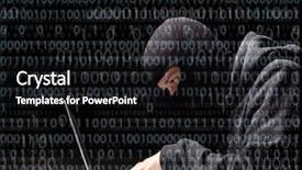  Presentation with personal data - Colorful presentation theme enhanced with ninja - computer hacker in a balaclava backdrop and a black colored foreground