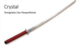  Presentation with sword - Audience pleasing slides consisting of ninja - japanese sword takana isolated backdrop and a white colored foreground