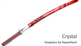  Presentation with sword - Presentation theme having ninja - japanese sword takana isolated background and a white colored foreground