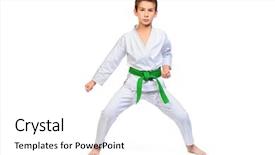  Presentation with ninja - Presentation consisting of ninja - karate boy in kimono posing background and a white colored foreground