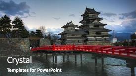  Presentation with japan castle - Beautiful PPT theme featuring ninja - matsumoto castle japan backdrop and a dark gray colored foreground