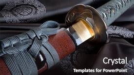  Presentation with silk - Presentation theme featuring ninja - real japanese samurai sword background and a wine colored foreground