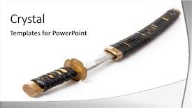  Presentation with samurai - Slides consisting of ninja - samurai sword on white background background and a white colored foreground