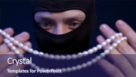  Presentation with black pearl - Slide set having ninja - thief man in black mask background and a navy blue colored foreground