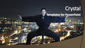  Presentation with samurai - Slide set consisting of ninja assasin hold katana samurai background and a tawny brown colored foreground