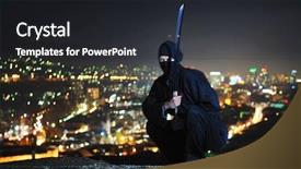  Presentation with samurai - PPT layouts with ninja assasin hold katana samurai background and a dark gray colored foreground