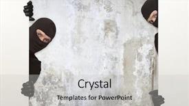  Presentation with ninja - Amazing PPT theme having ninja robber hiding behind backdrop and a light gray colored foreground