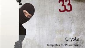  Presentation with ninja - Presentation enhanced with ninja robber hiding behind background and a  colored foreground