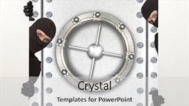  Presentation with ninja - Audience pleasing PPT layouts consisting of ninja robber hiding behind backdrop and a light gray colored foreground