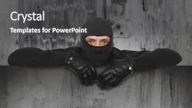  Presentation with ninja - PPT theme with ninja robber hiding behind background and a dark gray colored foreground