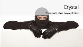  Presentation with ninja - Colorful presentation design enhanced with ninja robber hiding behind backdrop and a white colored foreground