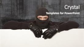  Presentation with ninja - PPT theme with ninja robber hiding behind background and a dark gray colored foreground