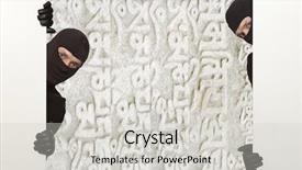  Presentation with ninja - Amazing PPT theme having ninja robber hiding behind backdrop and a light gray colored foreground